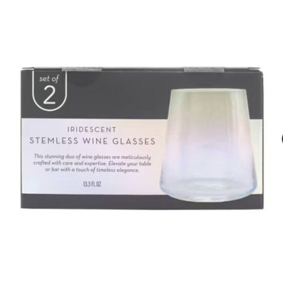 Target Bullseye’s Playground Stemless Iridescent Wine Glass 2pk (NEW IN BOX) - Picture 3 of 10